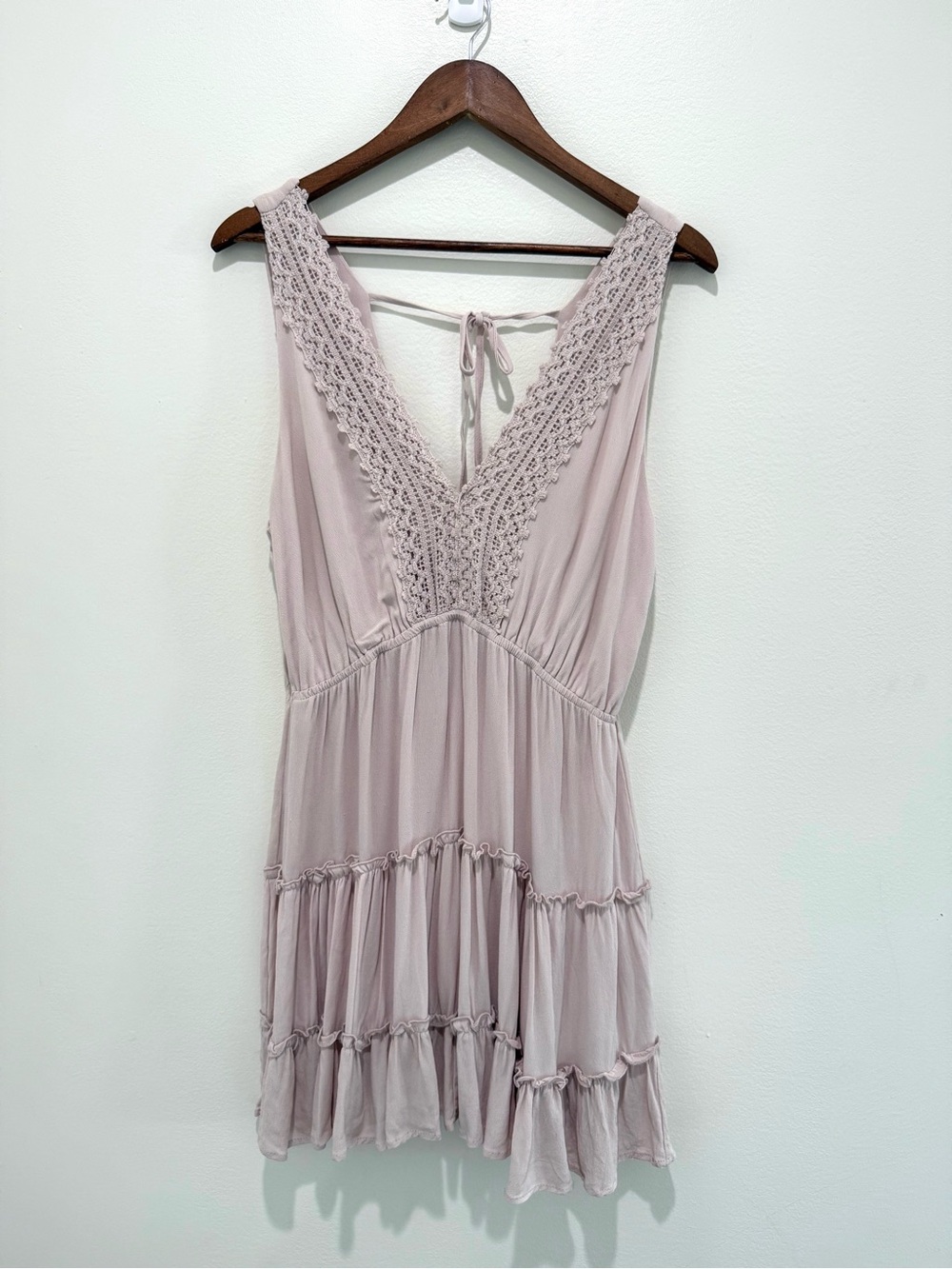 NWT Ocean Drive Pale Mauve Lace Ruffle Mini Shabby Chic Beach Sundress Medium